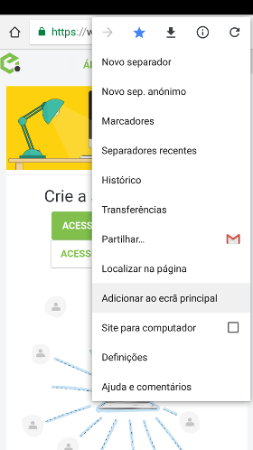 adicionar website homescreen android ios
