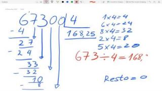 Divisão de números inteiros 673 por 4 #tvensino2